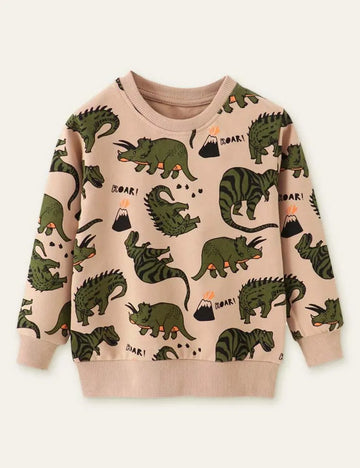 Cartoon Dinosaur Printed Sweatshirt - Mini Taylor